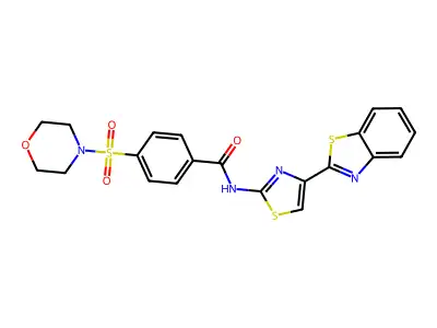 N-[4-(1,3-benzothiazol-2-yl)-1,3-thiazol-2-yl]-4-morpholin-4-ylsulfonylbenzamide structure