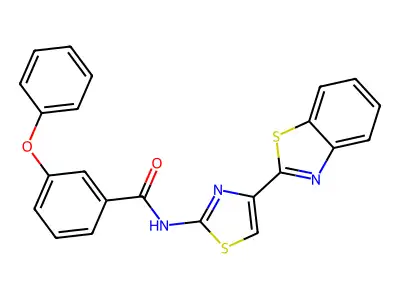 N-[4-(1,3-benzothiazol-2-yl)-1,3-thiazol-2-yl]-3-phenoxybenzamide structure