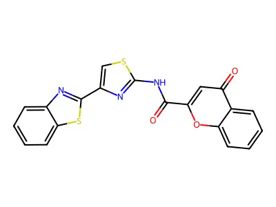 N-(4-(benzo[d]thiazol-2-yl)thiazol-2-yl)-4-oxo-4H-chromene-2-carboxamide structure