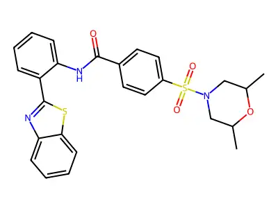 N-(2-(benzo[d]thiazol-2-yl)phenyl)-4-((2,6-dimethylmorpholino)sulfonyl)benzamide structure