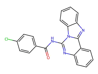 N-(benzimidazolo[1,2-c]quinazolin-6-yl)-4-chlorobenzamide structure