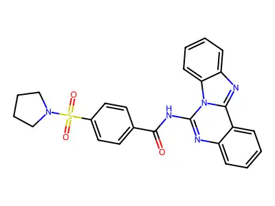 N-(benzimidazolo[1,2-c]quinazolin-6-yl)-4-pyrrolidin-1-ylsulfonylbenzamide structure