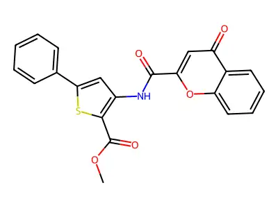 methyl 3-(4-oxo-4H-chromene-2-carboxamido)-5-phenylthiophene-2-carboxylate structure