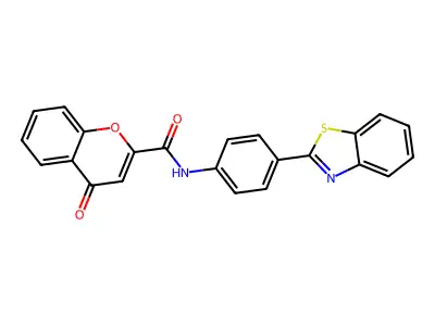 N-[4-(1,3-benzothiazol-2-yl)phenyl]-4-oxo-4H-chromene-2-carboxamide structure