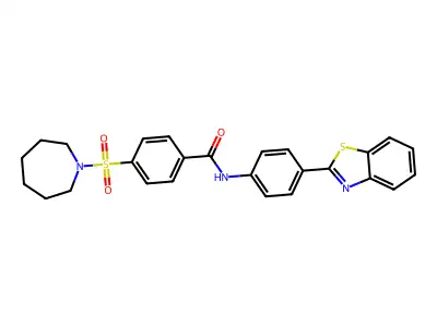 4-(azepan-1-ylsulfonyl)-N-(4-(benzo[d]thiazol-2-yl)phenyl)benzamide structure