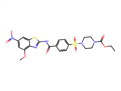 ethyl 4-((4-((4-methoxy-6-nitrobenzo[d]thiazol-2-yl)carbamoyl)phenyl)sulfonyl)piperazine-1-carboxylate structure