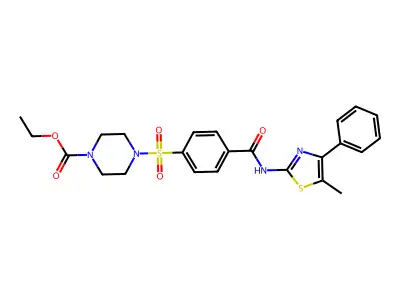 ethyl 4-{4-[(5-methyl-4-phenyl-1,3-thiazol-2-yl)carbamoyl]benzenesulfonyl}piperazine-1-carboxylate structure