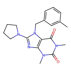 1,3-dimethyl-7-(3-methylbenzyl)-8-(pyrrolidin-1-yl)-1H-purine-2,6(3H,7H)-dione structure