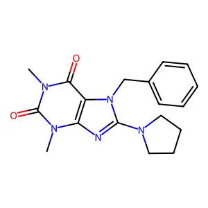 7-benzyl-1,3-dimethyl-8-(pyrrolidin-1-yl)-1H-purine-2,6(3H,7H)-dione structure