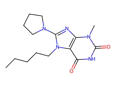 3-methyl-7-pentyl-8-(pyrrolidin-1-yl)-1H-purine-2,6(3H,7H)-dione structure