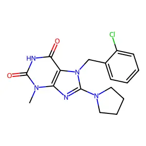7-(2-chlorobenzyl)-3-methyl-8-(pyrrolidin-1-yl)-1H-purine-2,6(3H,7H)-dione structure