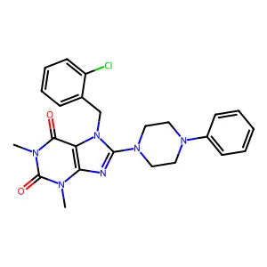 7-(2-chlorobenzyl)-1,3-dimethyl-8-(4-phenylpiperazin-1-yl)-1H-purine-2,6(3H,7H)-dione structure