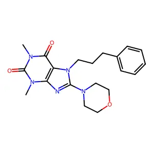 1,3-dimethyl-8-morpholino-7-(3-phenylpropyl)-1H-purine-2,6(3H,7H)-dione structure