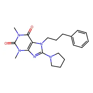 1,3-dimethyl-7-(3-phenylpropyl)-8-(pyrrolidin-1-yl)-1H-purine-2,6(3H,7H)-dione structure
