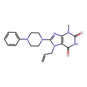 7-allyl-3-methyl-8-(4-phenylpiperazin-1-yl)-1H-purine-2,6(3H,7H)-dione structure