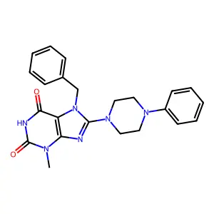 7-benzyl-3-methyl-8-(4-phenylpiperazin-1-yl)-1H-purine-2,6(3H,7H)-dione structure
