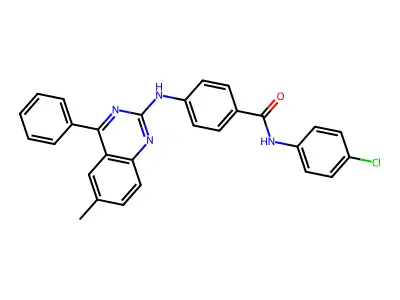 N-(4-chlorophenyl)-4-[(6-methyl-4-phenylquinazolin-2-yl)amino]benzamide structure