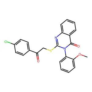 2-((2-(4-chlorophenyl)-2-oxoethyl)thio)-3-(2-methoxyphenyl)quinazolin-4(3H)-one structure