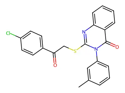 2-[2-(4-Chlorophenyl)-2-oxoethyl]sulfanyl-3-(3-methylphenyl)quinazolin-4-one structure