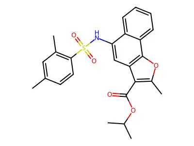 isopropyl 5-(2,4-dimethylphenylsulfonamido)-2-methylnaphtho[1,2-b]furan-3-carboxylate structure