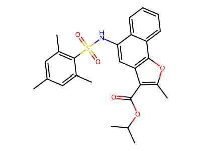 Isopropyl 5-[(mesitylsulfonyl)amino]-2-methylnaphtho[1,2-b]furan-3-carboxylate structure