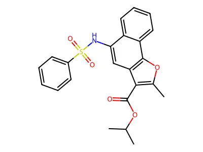 Isopropyl 2-methyl-5-(phenylsulfonamido)naphtho[1,2-b]furan-3-carboxylate structure