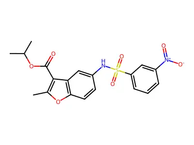 Propan-2-yl 2-methyl-5-[(3-nitrophenyl)sulfonylamino]-1-benzofuran-3-carboxylate structure