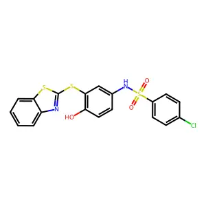 N-[3-(1,3-benzothiazol-2-ylthio)-4-hydroxyphenyl]-4-chlorobenzenesulfonamide structure