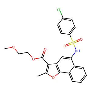 2-methoxyethyl 5-{[(4-chlorophenyl)sulfonyl]amino}-2-methylnaphtho[1,2-b]furan-3-carboxylate structure
