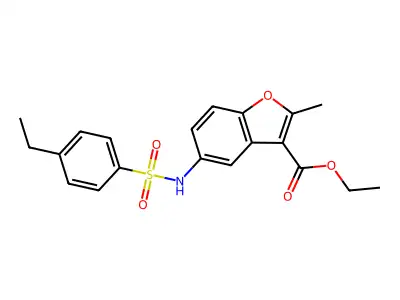 Ethyl 5-{[(4-ethylphenyl)sulfonyl]amino}-2-methyl-1-benzofuran-3-carboxylate structure