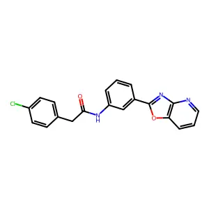 2-(4-chlorophenyl)-N-[3-([1,3]oxazolo[4,5-b]pyridin-2-yl)phenyl]acetamide structure