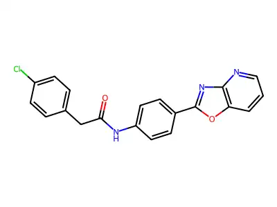 2-(4-chlorophenyl)-N-[4-([1,3]oxazolo[4,5-b]pyridin-2-yl)phenyl]acetamide structure