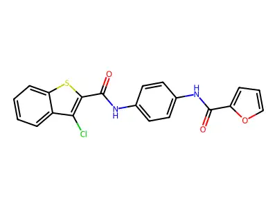 N-[4-[(3-chloro-1-benzothiophene-2-carbonyl)amino]phenyl]furan-2-carboxamide structure