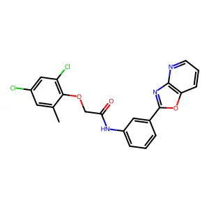 2-(2,4-dichloro-6-methylphenoxy)-N-[3-([1,3]oxazolo[4,5-b]pyridin-2-yl)phenyl]acetamide structure