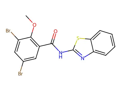 N-(1,3-benzothiazol-2-yl)-3,5-dibromo-2-methoxybenzamide structure