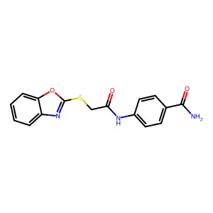 4-{[(1,3-Benzoxazol-2-ylsulfanyl)acetyl]amino}benzamide structure