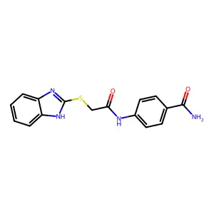 4-{[(1H-benzimidazol-2-ylthio)acetyl]amino}benzamide structure