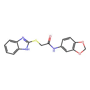 2-(1H-benzimidazol-2-ylsulfanyl)-N-(1,3-benzodioxol-5-yl)acetamide structure