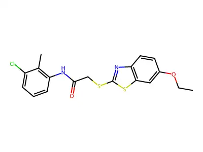 N-(3-chloro-2-methylphenyl)-2-[(6-ethoxy-1,3-benzothiazol-2-yl)sulfanyl]acetamide structure