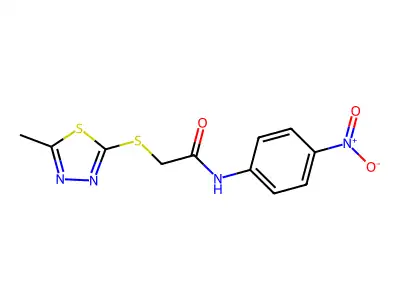 2-[(5-methyl-1,3,4-thiadiazol-2-yl)sulfanyl]-N-(4-nitrophenyl)acetamide structure