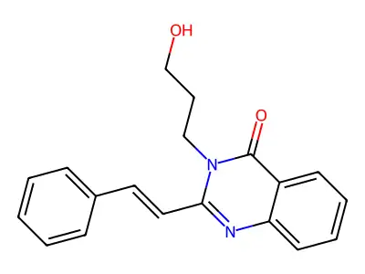 3-(3-hydroxypropyl)-2-[(E)-2-phenylethenyl]quinazolin-4-one structure