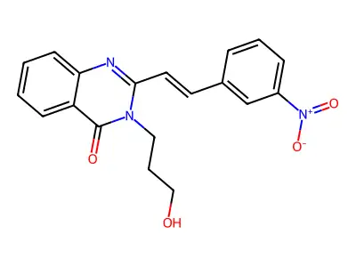 3-(3-hydroxypropyl)-2-[(E)-2-(3-nitrophenyl)ethenyl]quinazolin-4-one structure