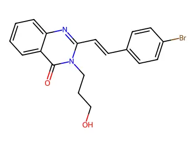 2-[(E)-2-(4-bromophenyl)ethenyl]-3-(3-hydroxypropyl)quinazolin-4-one structure