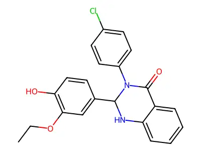 3-(4-chlorophenyl)-2-(3-ethoxy-4-hydroxyphenyl)-2,3-dihydroquinazolin-4(1H)-one structure