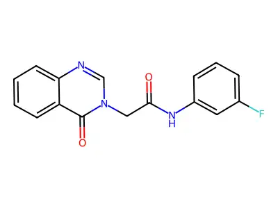 N-(3-fluorophenyl)-2-(4-oxoquinazolin-3-yl)acetamide structure
