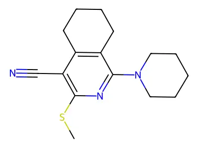 3-Methylsulfanyl-1-piperidin-1-yl-5,6,7,8-tetrahydroisoquinoline-4-carbonitrile structure