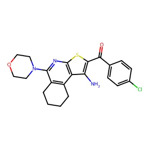 (1-amino-5-morpholin-4-yl-6,7,8,9-tetrahydrothieno[2,3-c]isoquinolin-2-yl)-(4-chlorophenyl)methanone structure
