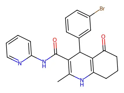 4-(3-BR-PH)2-ME-5-Oxo-N(2-pyridinyl)1,4,5,6,7,8-hexahydro-3-quinolinecarboxamide structure