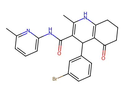 4-(3-bromophenyl)-2-methyl-N-(6-methyl-2-pyridinyl)-5-oxo-1,4,5,6,7,8-hexahydro-3-quinolinecarboxamide structure