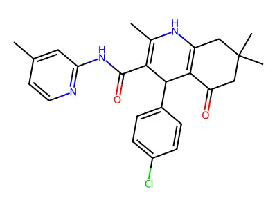 4-(4-chlorophenyl)-2,7,7-trimethyl-N-(4-methyl-2-pyridinyl)-5-oxo-1,4,5,6,7,8-hexahydro-3-quinolinecarboxamide structure